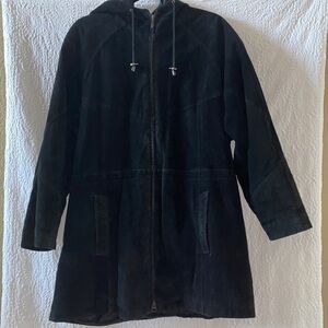 Wilson's Leather Suede Hooded Drawstring Waist Jacket